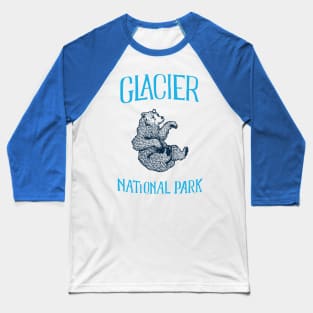 Glacier National Park: Falling Grizzly Bear Baseball T-Shirt